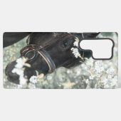 Kunstfeder schließt Portrait des schwarzen Pferdes Samsung Galaxy Hülle (Rückseite (Horizontal))
