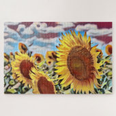Kunstfeld Sonnenblumen Digitale Kunst Puzzle (Horizontal)