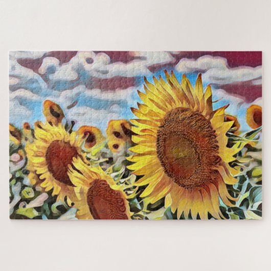 Kunstfeld Sonnenblumen Digitale Kunst Puzzle (Horizontal)