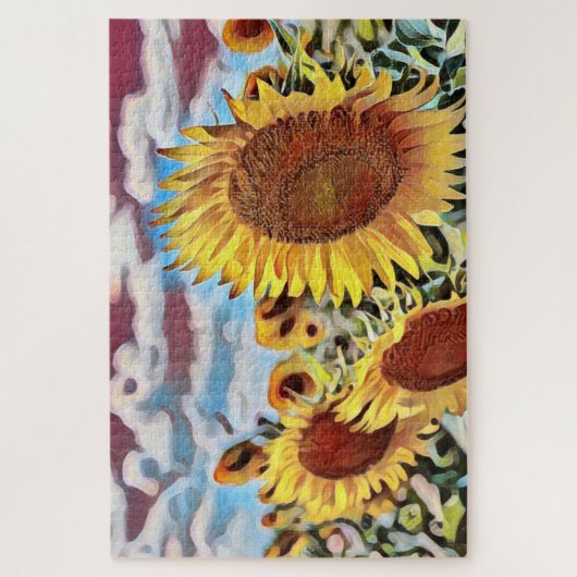 Kunstfeld Sonnenblumen Digitale Kunst Puzzle (Vertikal)