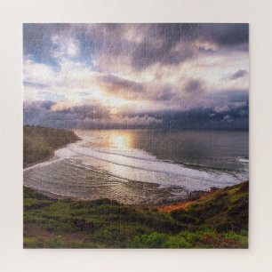 Kunstfoto einer goldenen Sonnenuntergangs Küstenme Puzzle