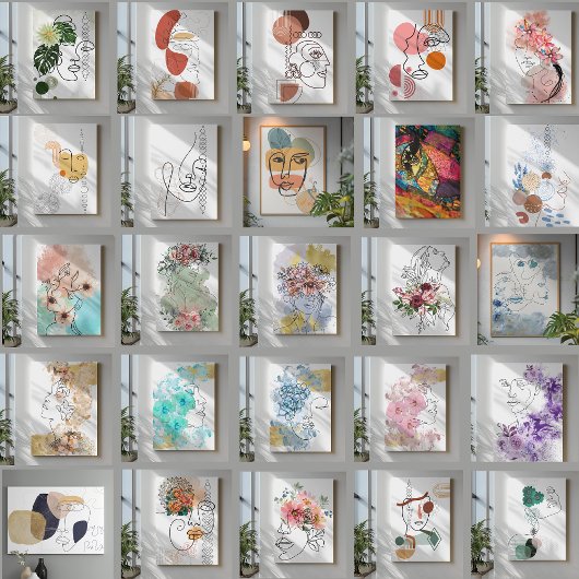 Kunstfrau mit Blume, rosa Spritzer Leinwanddruck