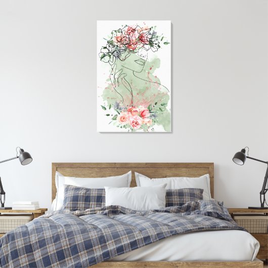 Kunstfrau mit Blume, rosa Spritzer Leinwanddruck (Insitu (Schlafzimmer))