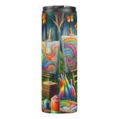 Kunstfrosch in einer whimsikischen Landschaft Thermosbecher (Rückseite)