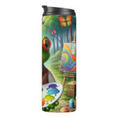 Kunstfrosch in einer whimsikischen Landschaft Thermosbecher (Nach rechts gedreht)
