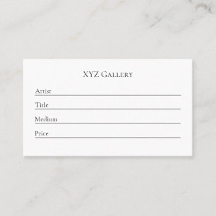 Kunstgalerie Ausstellung Etikett Karte