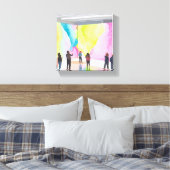 Kunstgalerie | Moderne, moderne Aquarellfarben Leinwanddruck (Insitu (Schlafzimmer))