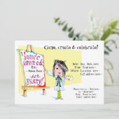 Kunstgeburtstagsfeier Einladungen für Mädchen (Stehend Vorderseite)