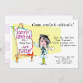 Kunstgeburtstagsfeier Einladungen für Mädchen (Vorne/Hinten)