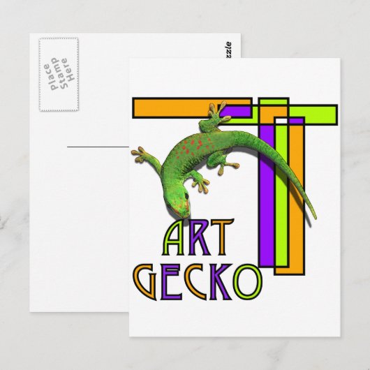 Kunstgecko Postkarte (Vorne/Hinten)
