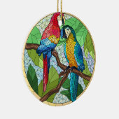 Kunstgefestigte Glaskunst, farbenfroher Papagei au Keramik Ornament (Rechts)