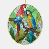 Kunstgefestigte Glaskunst, farbenfroher Papagei au Keramik Ornament (Links)