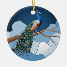 Kunstgefestigte Glaskunst, festgehaltenes Pfau Keramik Ornament