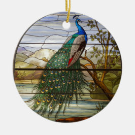Kunstgefestigte Glaskunst, festgehaltenes Pfau Keramik Ornament