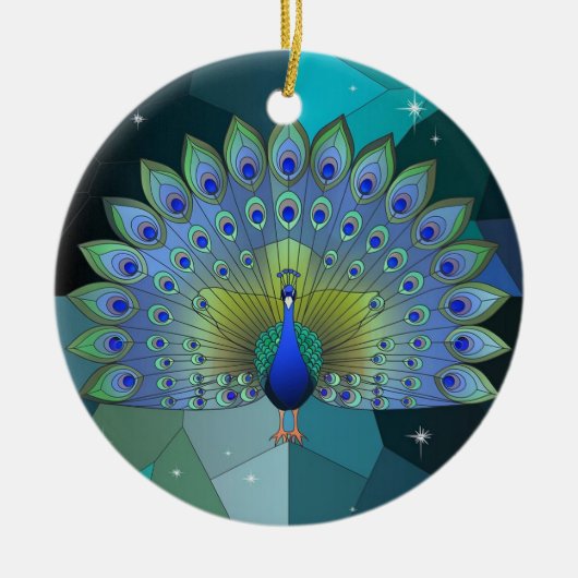 Kunstgefestigte Glaskunst, festgehaltenes Pfau Keramik Ornament (Vorne)