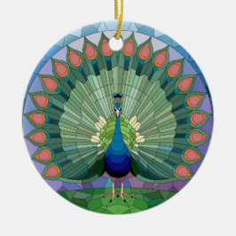 Kunstgefestigte Glaskunst, festgehaltenes Pfau Keramik Ornament