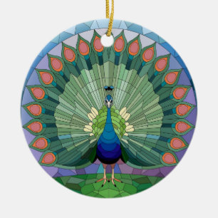 Kunstgefestigte Glaskunst, festgehaltenes Pfau Keramik Ornament