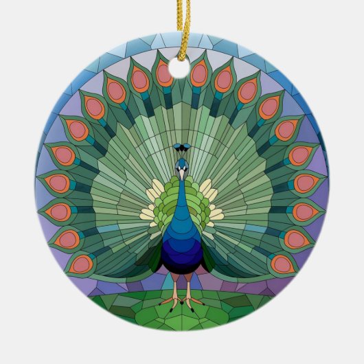 Kunstgefestigte Glaskunst, festgehaltenes Pfau Keramik Ornament (Vorne)