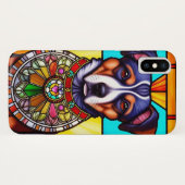 Kunstgefestigte Glaskunst mit einem Hundportrait Case-Mate iPhone Hülle (Rückseite (Horizontal))
