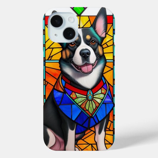 Kunstgefestigte Glaskunst mit einem Hundportrait Case-Mate iPhone Hülle (Rückseite)