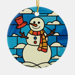 Kunstgefestigte Glaskunst, Snowman, gefestigtes Gl Keramik Ornament