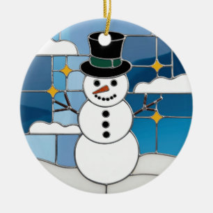 Kunstgefestigte Glaskunst, Snowman, gefestigtes Gl Keramik Ornament