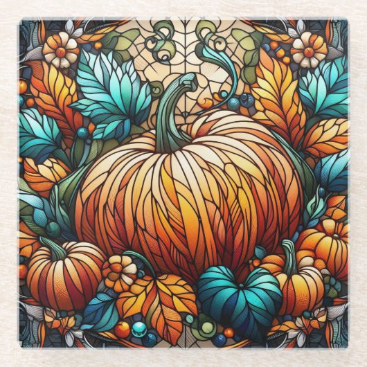Kunstgefestigte Glass Pumpkin Glasuntersetzer (Vorderseite)