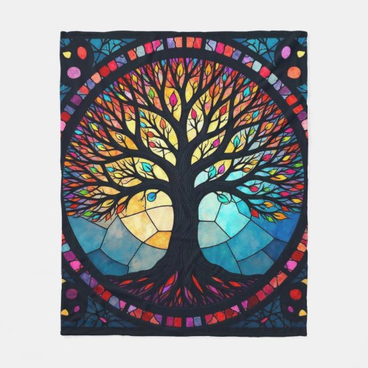 Kunstgeflecht aus Glas, Baum aus dem Leben Fleecedecke (Vorderseite)
