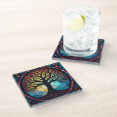 Kunstgeflecht aus Glas, Baum aus dem Leben Glasuntersetzer (Schrägansicht)