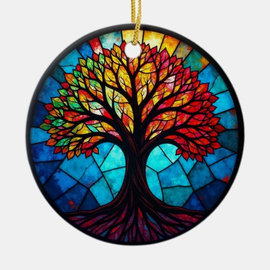 Kunstgeflecht aus Glas, Baum aus dem Leben Keramik Ornament (Vorne)