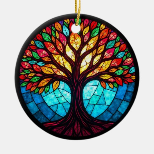 Kunstgeflecht aus Glas, Baum aus dem Leben Keramik Ornament (Vorne)