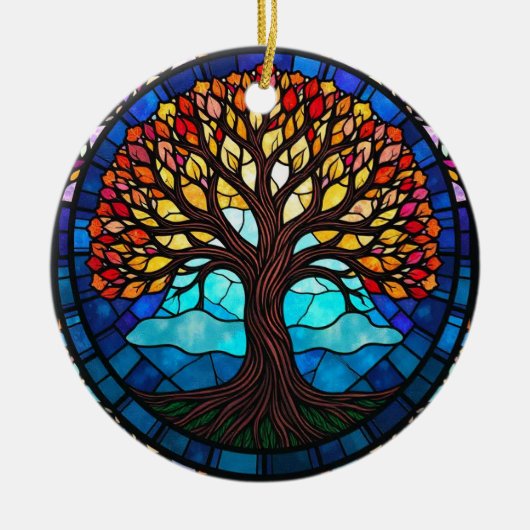 Kunstgeflecht aus Glas, Baum aus dem Leben Keramik Ornament (Vorne)