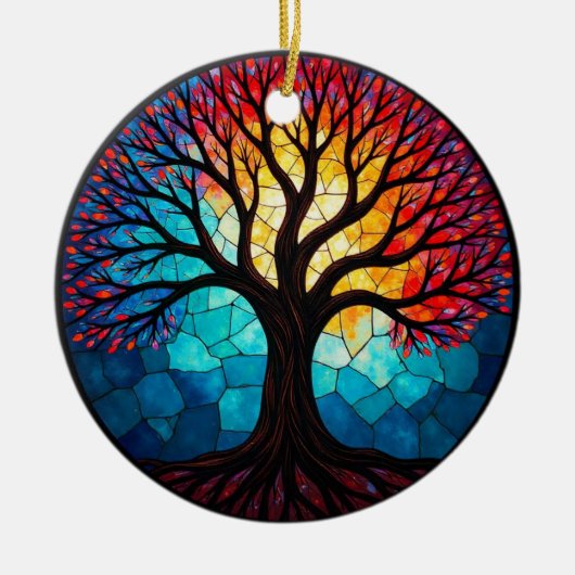 Kunstgeflecht aus Glas, Baum aus dem Leben Keramik Ornament (Vorne)