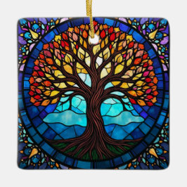 Kunstgeflecht aus Glas, Baum aus dem Leben Keramikornament