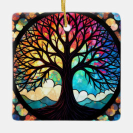 Kunstgeflecht aus Glas, Baum aus dem Leben Keramikornament