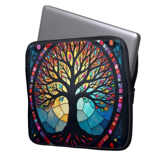 Kunstgeflecht aus Glas, Baum aus dem Leben Laptopschutzhülle (Vorderseite Links)