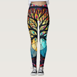 Kunstgeflecht aus Glas, Baum aus dem Leben Leggings