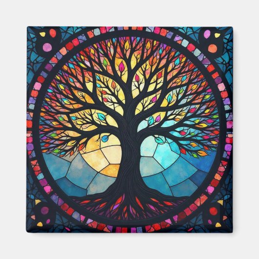 Kunstgeflecht aus Glas, Baum aus dem Leben Magnet (Vorne)