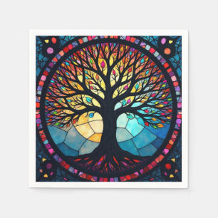 Kunstgeflecht aus Glas, Baum aus dem Leben Serviette