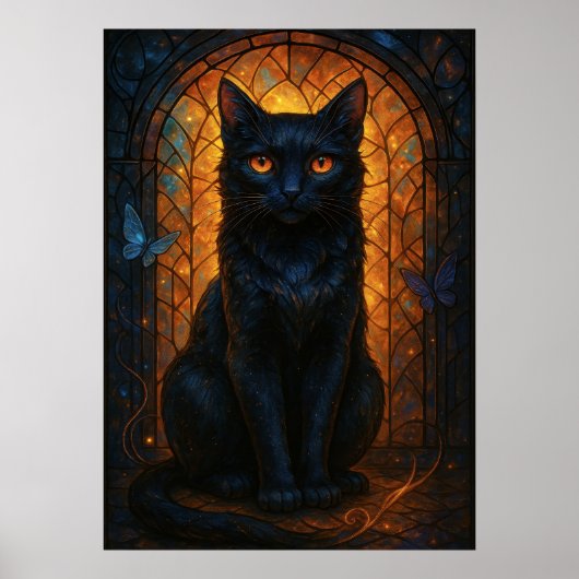 Kunstgeflechte Schwarze Katze Poster (Vorne)