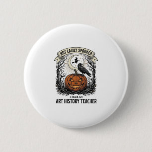 Kunstgeschichte-Lehrer-Shirt mit gruseliger Kürbis Button