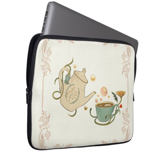Kunstgewerbe, beige Tea Time Laptopschutzhülle (Vorne Rechts)