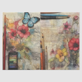 Kunstgewerbe und Kunsthandwerk, Inspiriert Blumenz Seidenpapier