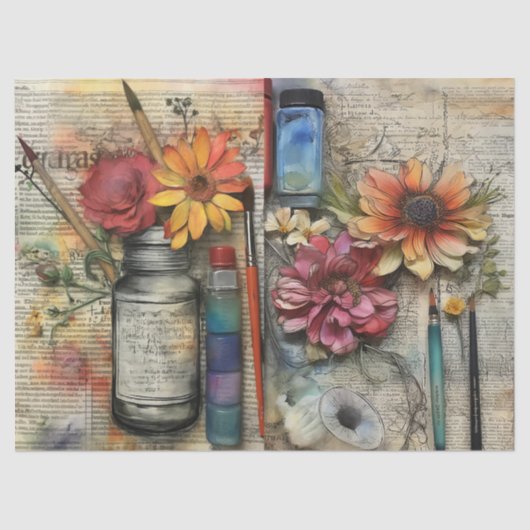 Kunstgewerbe und Kunsthandwerk, Inspiriert Blumenz Seidenpapier (Vorderseite)