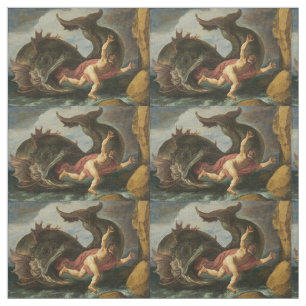 Kunstgewohnheitsgewebe "Jonas und des Wals" Stoff