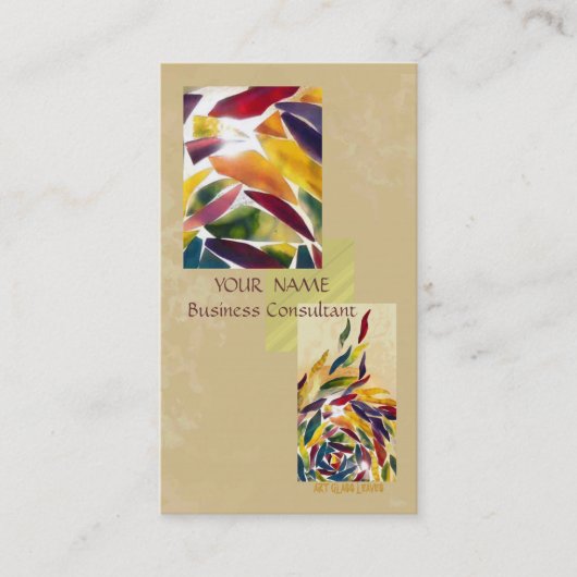Kunstglas Blätter Moderne Exzellente Visitenkarte (Vorderseite)