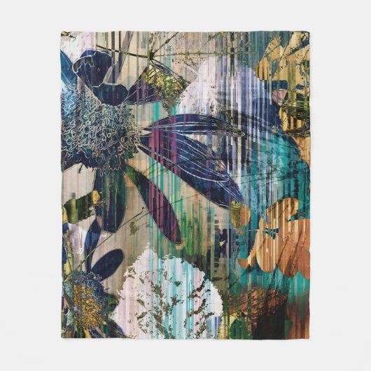 Kunstgrafik und Aquarellherbst bunt Backgro Fleecedecke (Vorderseite)