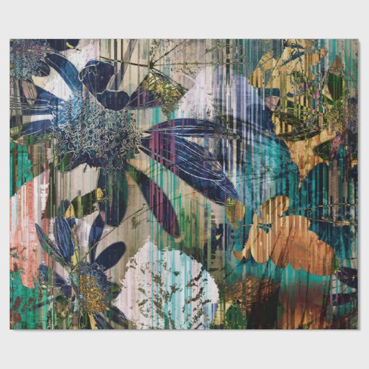 Kunstgrafik und Aquarellherbst bunt Backgro Geschenkpapier (Flach)