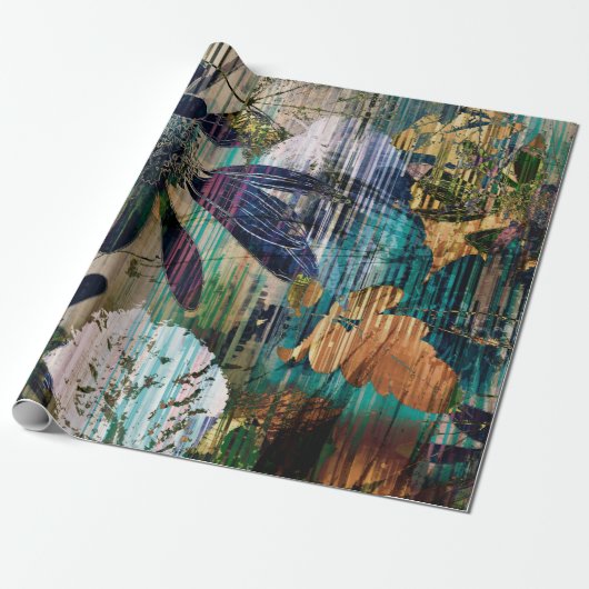 Kunstgrafik und Aquarellherbst bunt Backgro Geschenkpapier (Ungerollt)