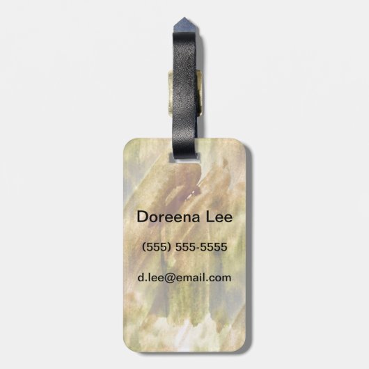 Kunstgrün, brauner Handfarbenhintergrund nahtlos Gepäckanhänger (Rückseite vertikal)